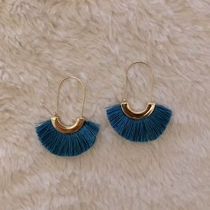 Teal tassel earrings